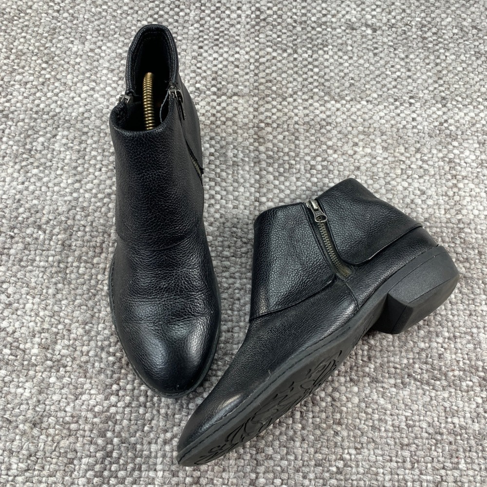 b.o.c. Born Concept Ankle Boots Womens 9 Black Leather Double Zip BC3809